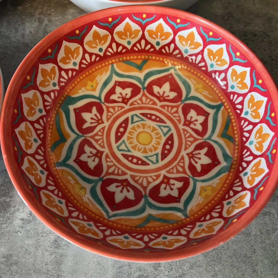 Lot Of 4 Better Homes And Gardens  Red/Yellow/Blue Melamine Rice Cereal Bowls - Image 2 of 4