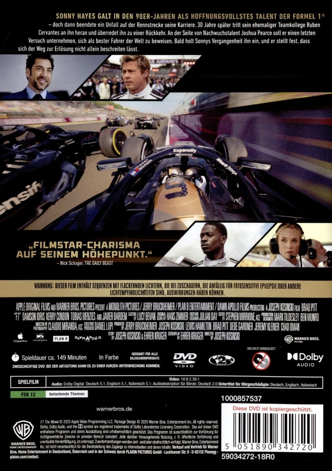 F 1 (Formel eins) Der Film (2025)[DVD/Neu/OVP] Brad Pitt, Damson Idris, Javier B - Bild 2 von 4