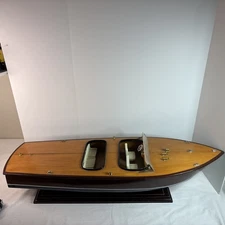 Vintage Chris Craft Style Wooden Model Speed Boat Great Decor 30.5 X 9.5 X  8