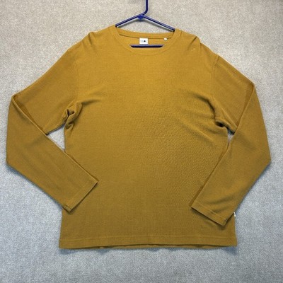 NN07 No Nationality Kurt Long Sleeve Shirt Men's Medium Gold Modal Blend Waffle
