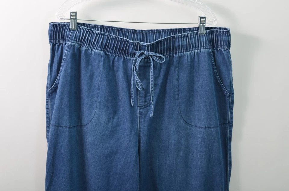 Belle Kim Gravel Capri Denim Pants Womens 18W Drawstring Pull On Pockets 24" Ins - Image 3 of 4