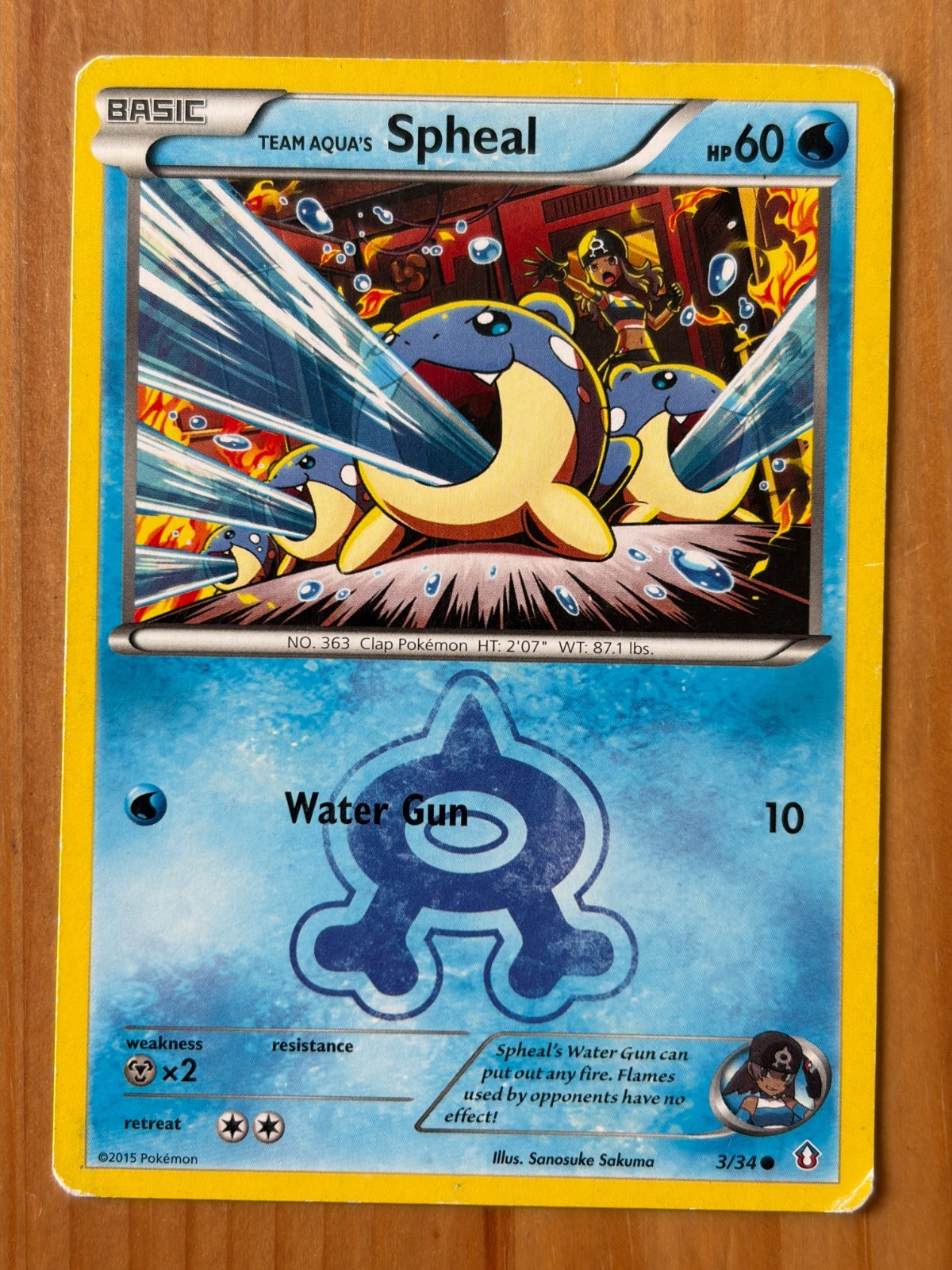 Team Aqua's Spheal 3/34 Regular Common MP - Double Crisis 2015 - Pokemon TCG