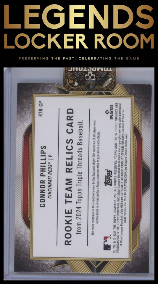 2024 Topps Triple Threads #RTR-CP Connor Phillips Rookie Team Relics Gold #/9 - Image 2 of 2