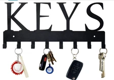 Key Holder for Nail-Free Key Organizer Wall Mounted Hooks Metal Rack Black New