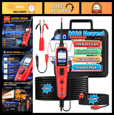 Automotive Circuit Tester 2.0 - 12-24V Power Probe Tool, Short/Open Finder, 20ft