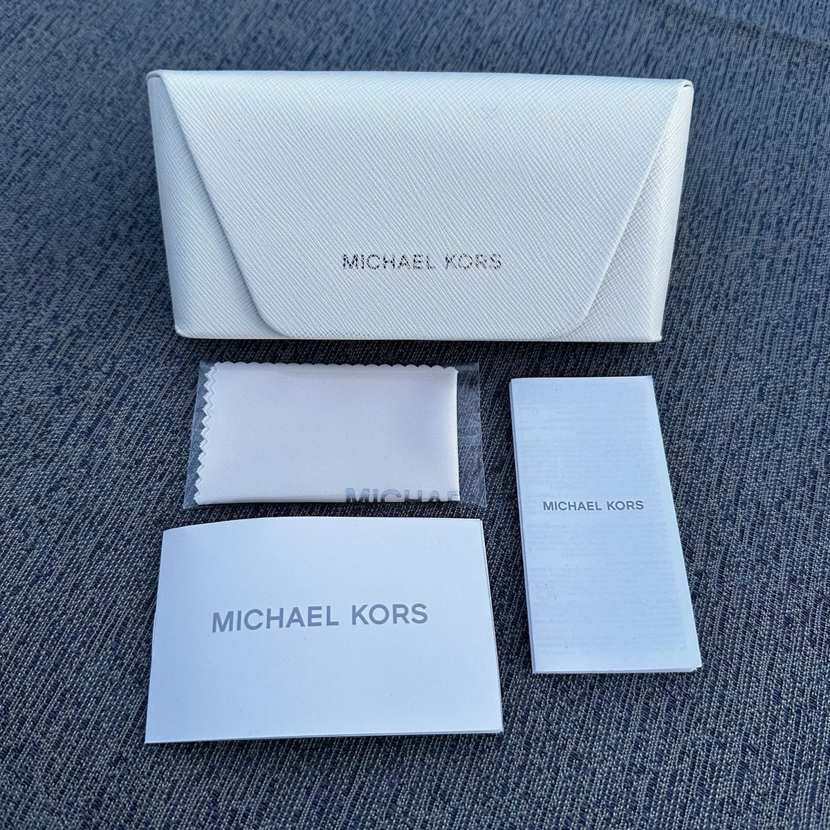 Michael Kors Pale Blue Textured Sunglasses Case MICHAEL KORS Glasses or Sunglasses Case With Cleaning Cloth  main image 4