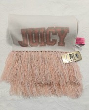JUICY COUTURE NWT School Of Couture Knit Scarf MSRP 95 Tan, Pink, Cream FRINGE