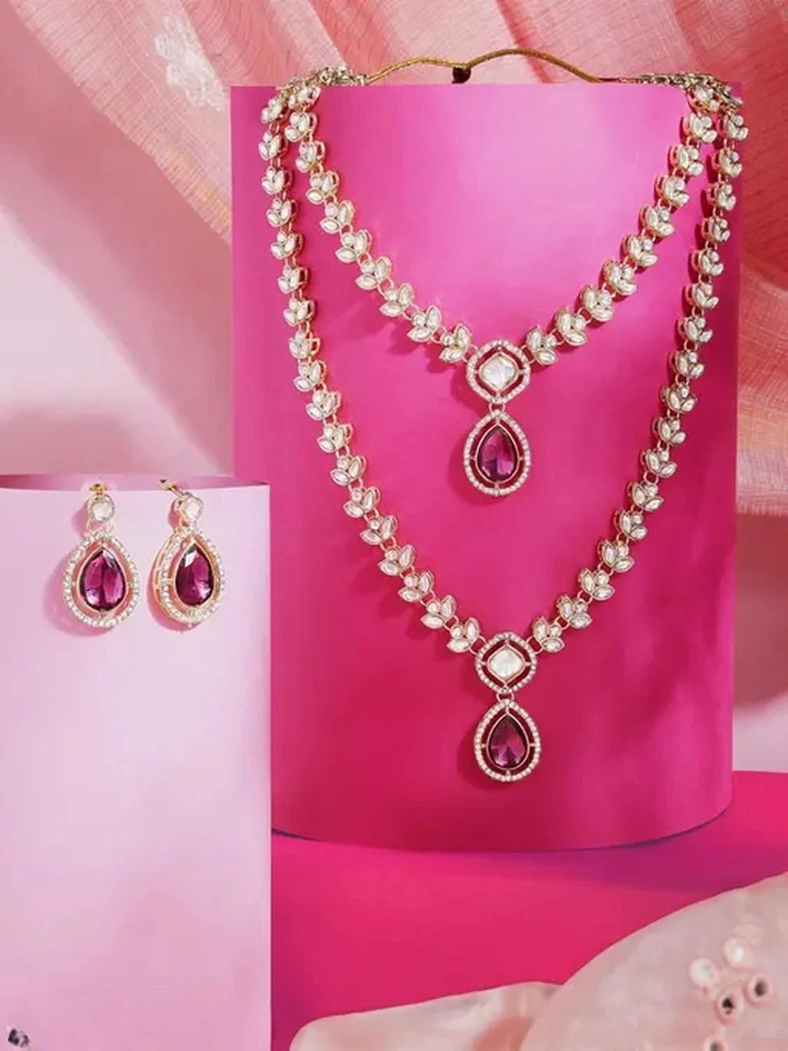 Indian Bollywood Gold Plated Kundan Choker Bridal Necklace Earrings Jewelry Set