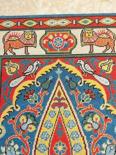 Vintage Nadelspitze Blumen Pfau Retro 70er Jahre ungerahmt 16,75”x12” Wandbehang - Bild 3 von 17