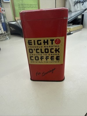 Vintage A&P Eight O'clock Coffee Tin Bank in Excellent Condition