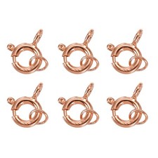 5.5mm Spring Ring Clasps with Open Jump Ring, 6 Set Clasps, Rose Gold Tone