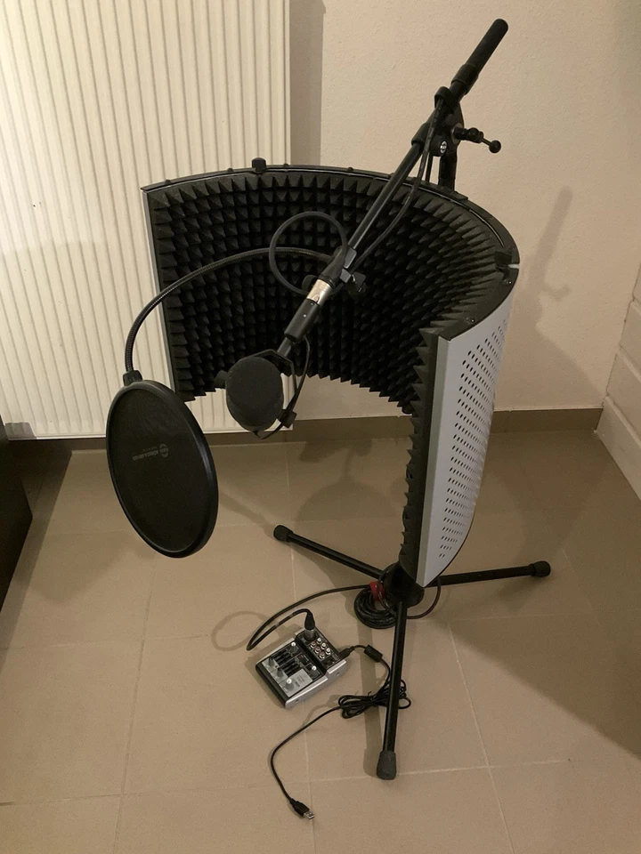 Homestudio Aufnahmeset -Mikrofon, Ständer, Absorber, Pop Cover, Mischpult