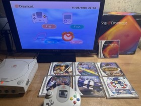 Sega Dreamcast Lot- Console In Box + 6 Games. Very Good Condition