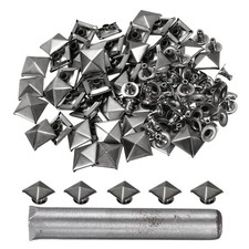 50pcs Pyramid Rapid Rivet 12mm Rapid Punk Spikes Leathercraft Decoration, Grey