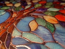 Colorful Tree of Life Stained Glass Window Hanging 