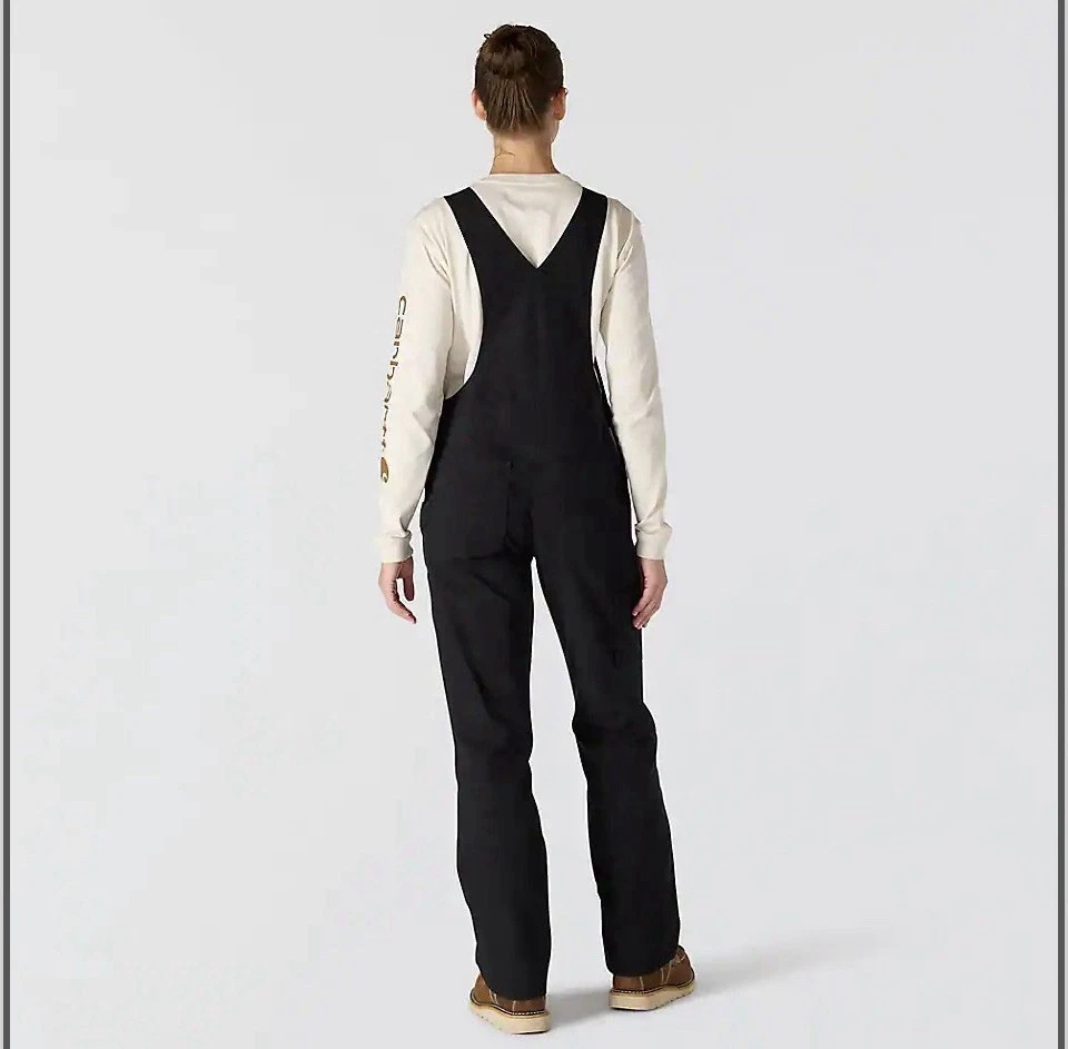 NWT Carhartt Rugged Flex Women's Bib Overall Black Loose Fit Size Small