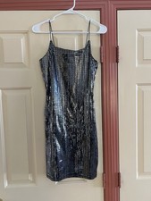 Women’s Sequence Black Mini Dress Size Medium with Spaghetti Straps Party Dress
