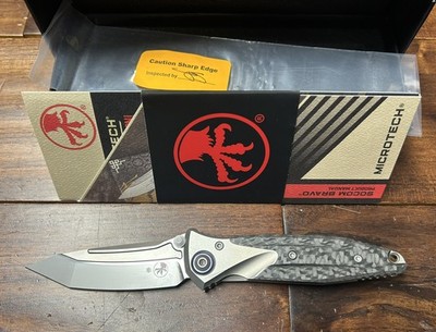 Microtech Socom Bravo Mini 261M-7 Titanium CF M390 Tanto Folding Pocket Knife