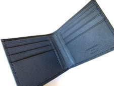Giorgio Armani Men's Saffiano Leather...Bi-fold Wallet.. 602...Dark Navy Blue