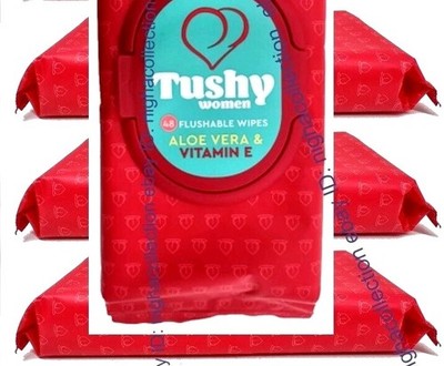 ( 4 PACK ) Tushy Women Aloe Vera & Vitamin E 48-ct/pack Flushable Wipes SEALED