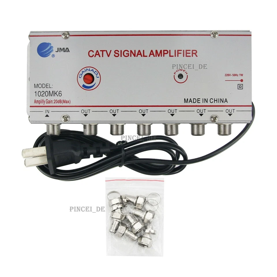 JMA 1020MK6 CATV Signal Amplifier Home Cable TV Amplifier 1 Input 6 Output 20DB - Image 2 of 4