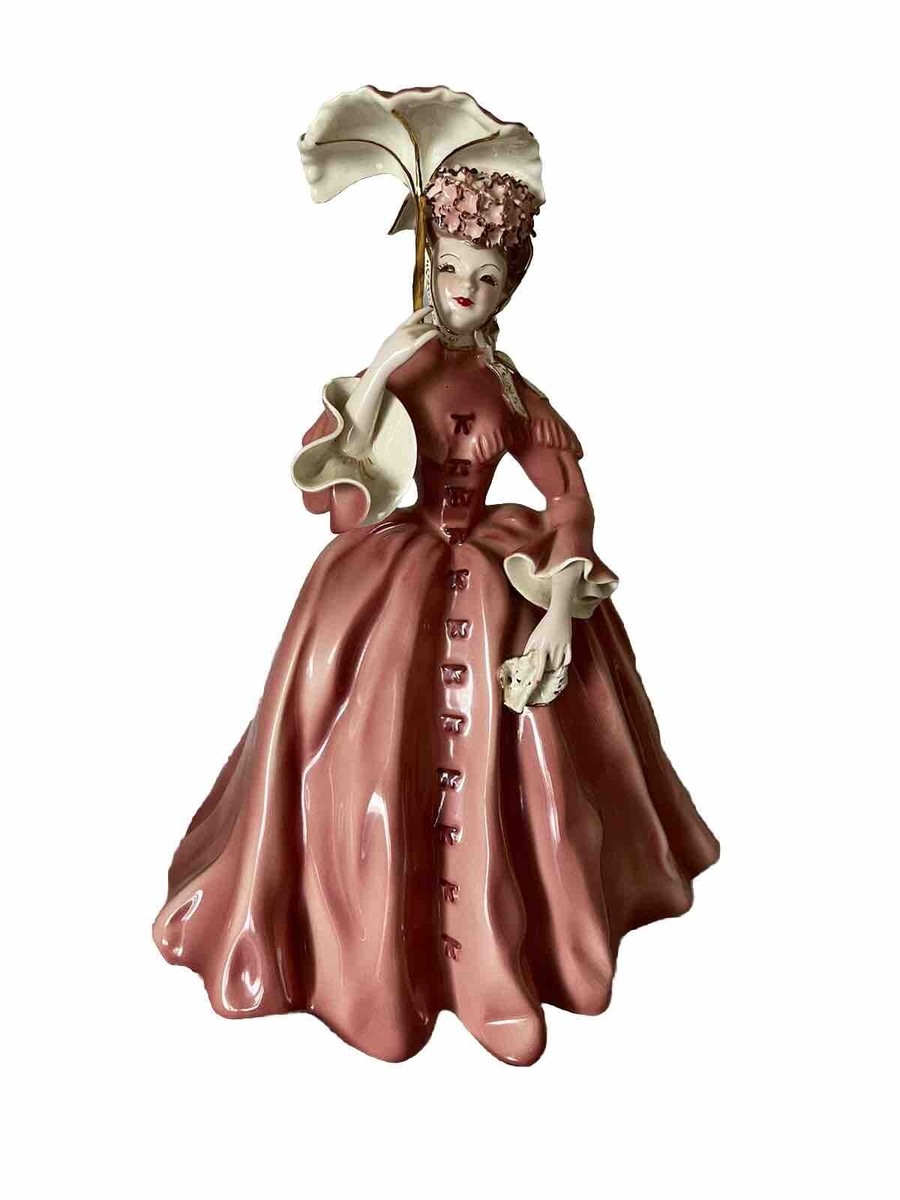 Vintage Florence Ceramics Pasadena VIVIAN Figurine Pink Victorian