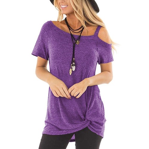 Blusa Camiseta Top Lisa Sin Tirantes Verano Manga Corta Cuello Redondo Mujer - Imagen 10 de 20