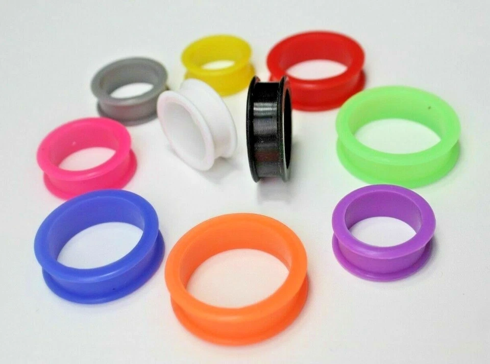 8-36 mm Tapón grande para los oídos Estirador de goma de silicona Oreja Color brillante Túnel de carne Foto 2 de 4