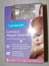 Lansinoh Contact Nipple Breasfeeding Shields w/Protective Case 24 mm 2 ct NEW