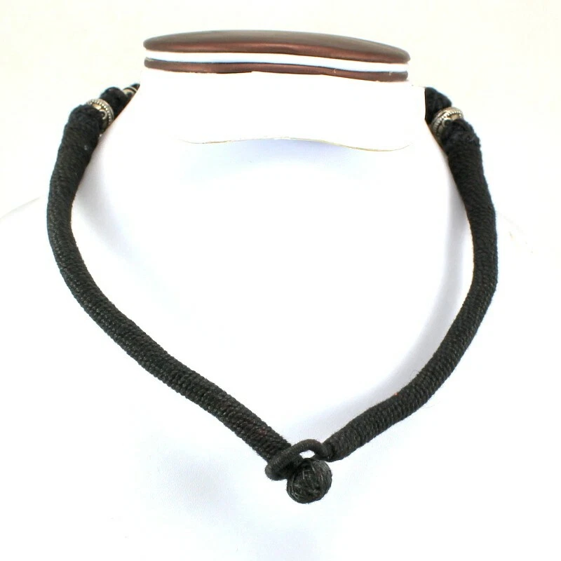 Collana con ciondolo ottone metallo argento placcato filo perline gioielli fa... - Immagine 3 di 4