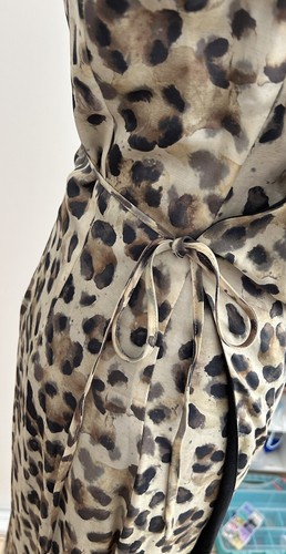 Aje Size 10 Leopard Print Cowl Neck Wrap Midi Sleeveless Dress - Picture 7 of 18