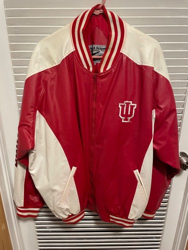 Vintage Indiana Hoosiers Zipper Jacket Steve & Barry's size 2XL Faux Leather