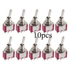 10 Pcs AC 250V/2A 120V/5A Matel SPDT 3 Position ON/OFF/ON Toggle Switch
