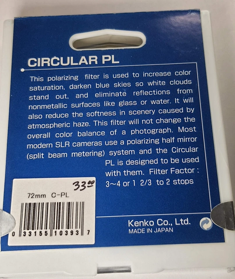 72mm Circular Polarizer CPL Glass Lens Filter P-CL 72 mm 72 PL-C Japan Kenko E72 - Image 4 of 4