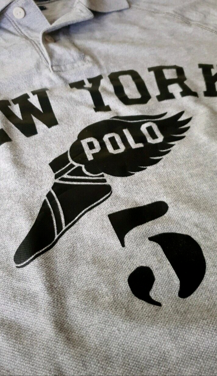 NEW POLO RALPH LAUREN Stadium Winged Foot Polo Shirt Size L Gray