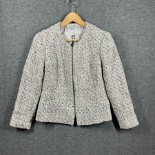 Anne Klein Boucle Zip Front Jacket Womens 4 Lined