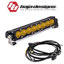 Baja Designs 10" S8 Amber Wide Cornering Light Bar W/ Toggle Harness & Backlight