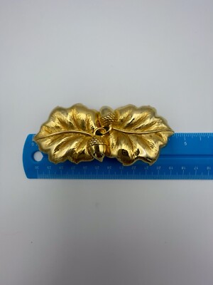 Vintage Gold Tone Belt Buckle Interlocking Leaves Fits 1.25\