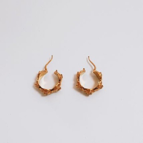 SALE VERSACE Pierced Earrings Hoop Greca Engraving Medusa Medallion Tribute Gold - Picture 3 of 17