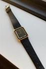 RARE VINTAGE MEN'S 1980s TIMEX SLIM MENS WATCH WITH BLACK LIZARD BAND (restored)