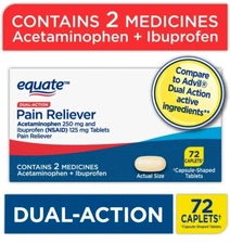 Equate DUAL ACTION Pain Reliever - 72 Caplets