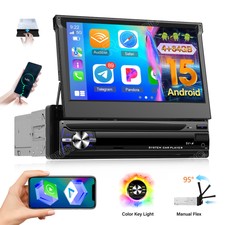 7 Zoll 1 DIN Autoradio Android 15 Carplay Flip Out 4+64G GPS NAVI WIFI RDS BT FM