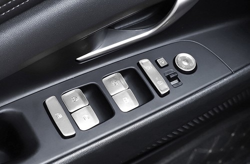 For Hyundai Elantra 2021-2022 Silver Aluminum Window Lift Panel Switch Sticker - Imagen 2 de 7