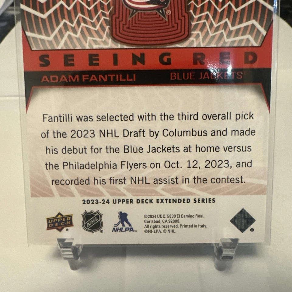 2023-24 UD Extended Series Adam Fantilli Seeing Red Rookie #SR-96 - Image 4 of 4