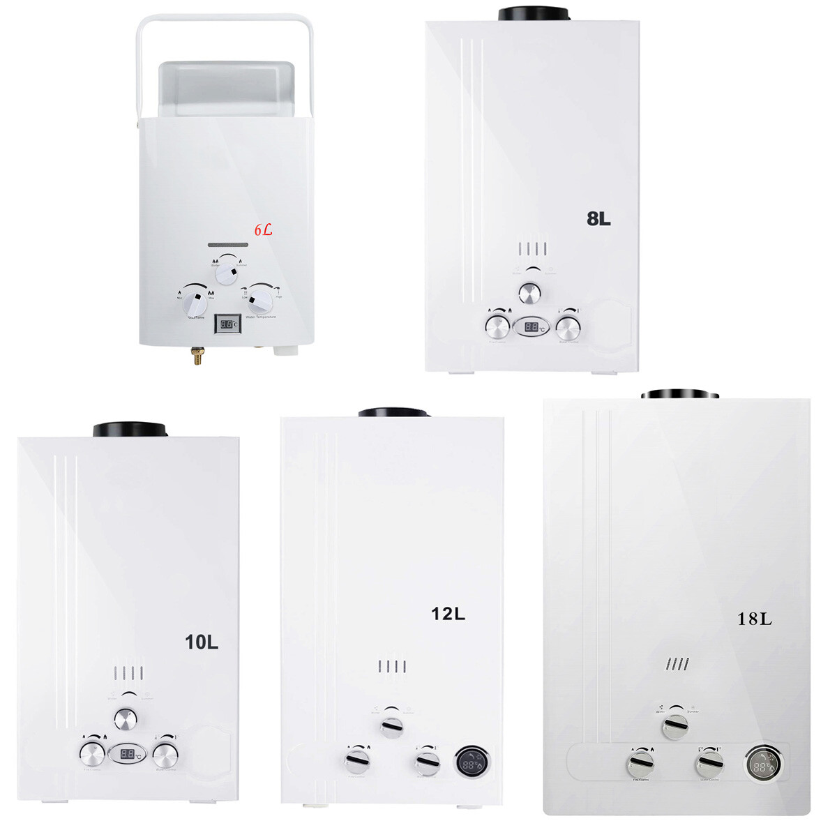 6L 8L 10L 12L 18L Tankless Propane Gas Water Heater On Demand LPG Water  Boiler | eBay