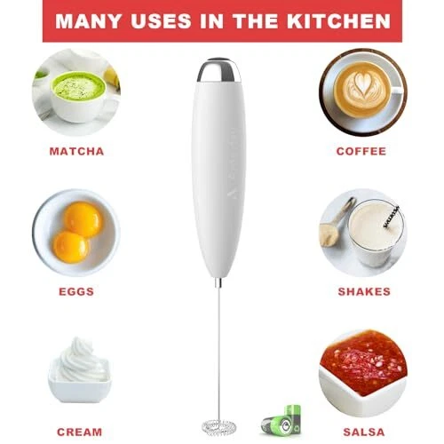 Milk Frother, Electric Whisk, Matcha Whisk, Upgraded Matcha Whisk Drink White