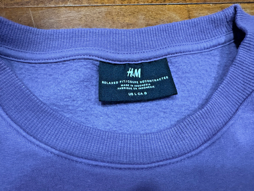 Lavender Purple H&M Sweatshirt Relaxed Fit Crewneck Sweater Mens Size Large Crew - Picture 2 of 3