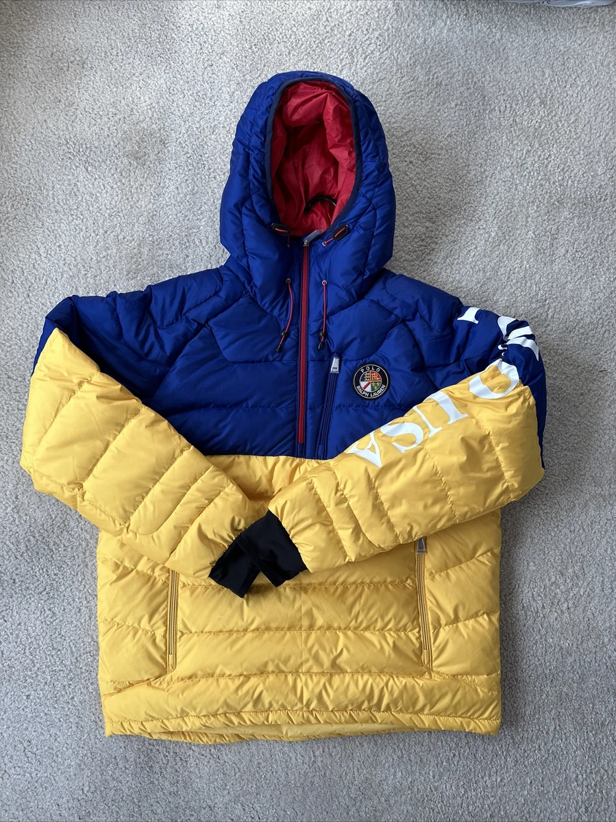 🔥🔥🔥New Sz M POLO RALPH LAUREN Glacier Hooded 750 Down Half Zip Jacket Coat