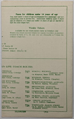 London Transport; Green Line Route 722, c 1953, Upminster - Hornchurch - London - 第 3/3 張圖片