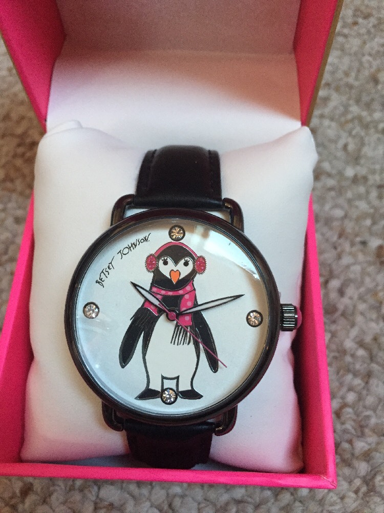 Betsey Johnson Crystal Penguin Watch Rose Gold Glitter Strap NWT $75 Betsey Johnson Penguin Watch | Whimsical Pink & Black | eBay main image 3